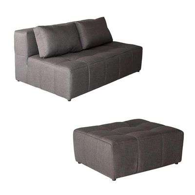 Sofá Modular 2 Lugares com Puff Soho Linho Grafite