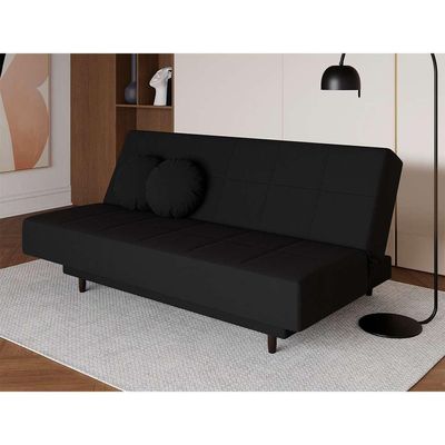 Sofá-Cama Casal 3 Lugares Jimmy Suede Preto