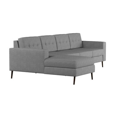 Sofá 4 Lugares Life com Chaise Esquerdo Pé Palito Linho Cotton Cinza