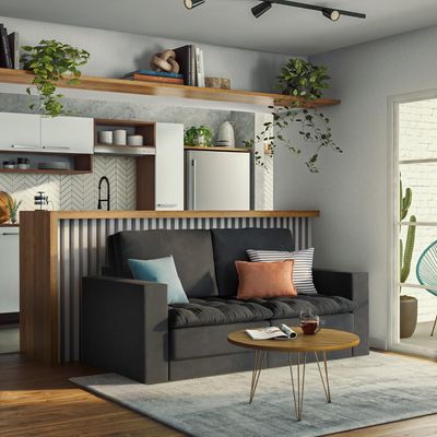 Sofá 3 Lugares Retrátil Berna Suede Grafite 180 cm