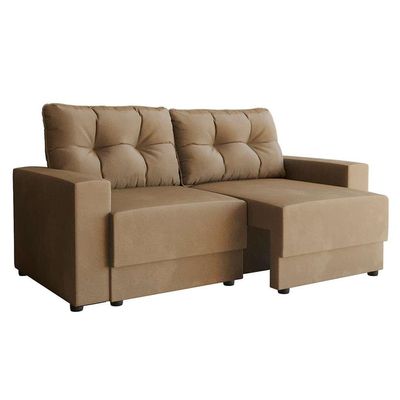 Sofá 3 Lugares Retrátil Lubeck Suede Bege 180 cm