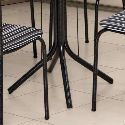 Conjunto de Mesa com 4 Cadeiras Tuany Craqueado Preto Listrado Branco e Preto