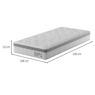 Colchão Solteirão Sigma Molas Ensacadas (22x108x198) Branco e Cinza