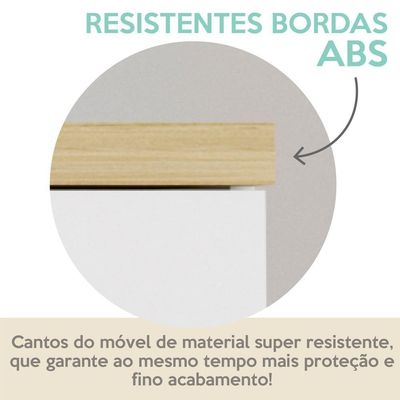 Gaveteiro Multiuso Tampo Tamburato 40cm Olmo Branco Tok Arty Olmo Branco