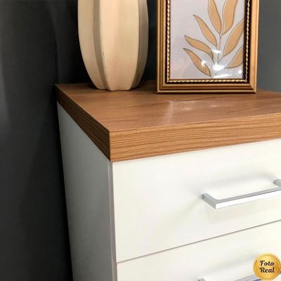 Gaveteiro Multiuso Tampo Tamburato 40cm Olmo Branco Tok Arty Olmo Branco