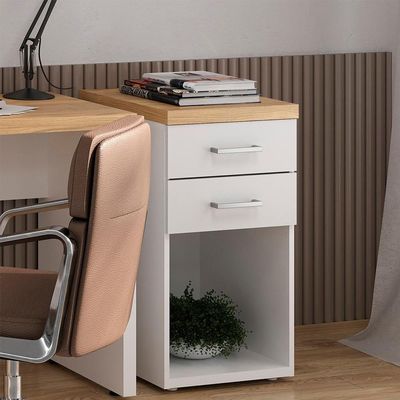 Gaveteiro Multiuso Tampo Tamburato 40cm Olmo Branco Tok Arty Olmo Branco