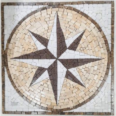 Rosa Dos Ventos Em Mosaico Marmore Quadrado Tamanho 80cm