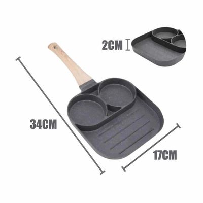 Frigideira Antiaderente 3 Partes Ovo Hambúrguer Ceramica