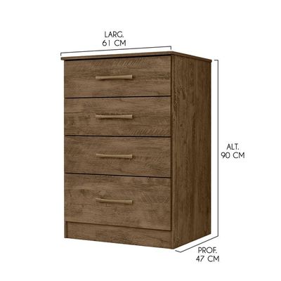 Cômoda Com 4 Gavetas 61x90cm Ms913 Moval Cor:castanho