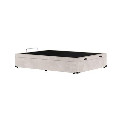 Base para Cama Box Casal Mabel com Baú Suede (47x138x188) Bege
