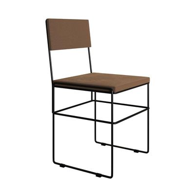 Mesa Jantar Industrial Trama 1,40x0,80m Amêndoa Com 4 Cadeiras Estofadas Vitória Marrom E Preta Marrom