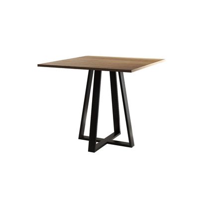 Conjunto De Jantar Mesa Mônaco Premium 90cm Imbuia Com 4 Cadeiras Estofadas Bege Preto