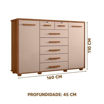 Cômoda 7 Gavetas Para Tv Até 65 Polegadas Jatobá Fendi Fonteine Shop Jm