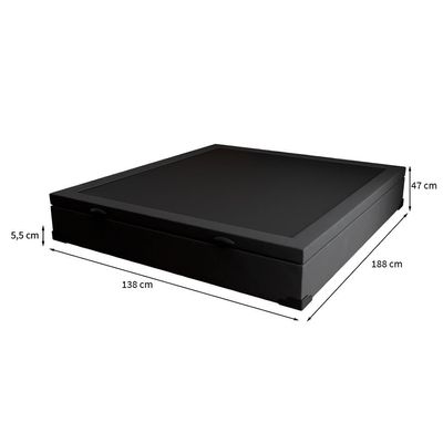 Base para Cama Box Casal Martin Premium com Baú Suede (47x138x188) Preta