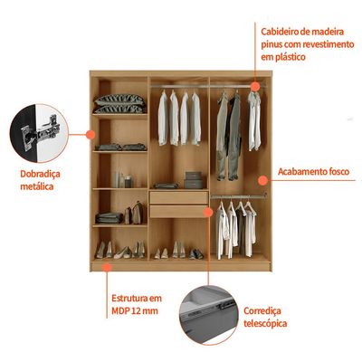 Guarda-Roupa Casal Malibu 6 PT 2 GV Imbuia