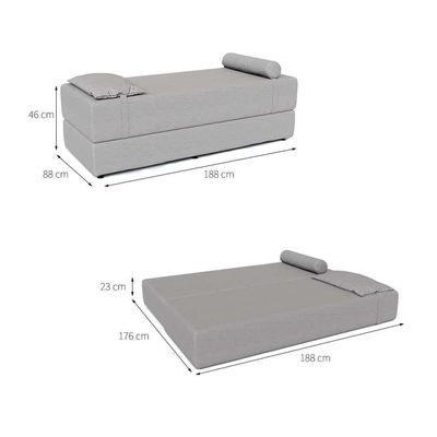 Sofá-Cama Casal 3 Lugares Cecília Linho Cru