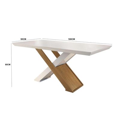 Conjunto de Mesa de Jantar com Vidro e  6 Cadeiras Imperatriz Veludo Creme e Off White