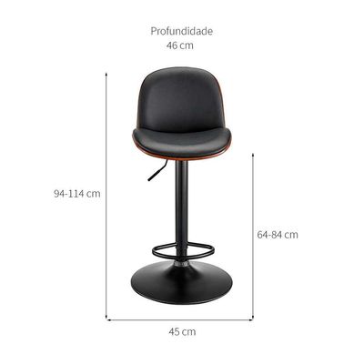 Banqueta Giratória Gouda Preta