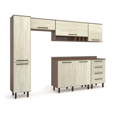 Cozinha Compacta Evolution 7 PT 4 GV Legno e Crema