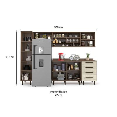 Cozinha Compacta Evolution 7 PT 4 GV Legno e Crema