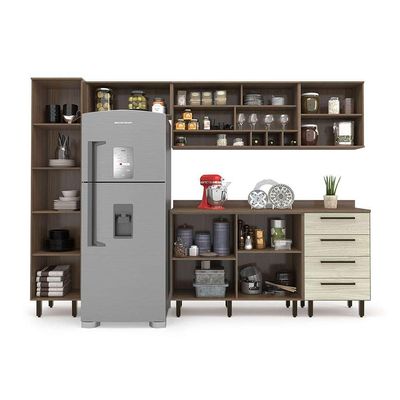 Cozinha Compacta Evolution 7 PT 4 GV Legno e Crema