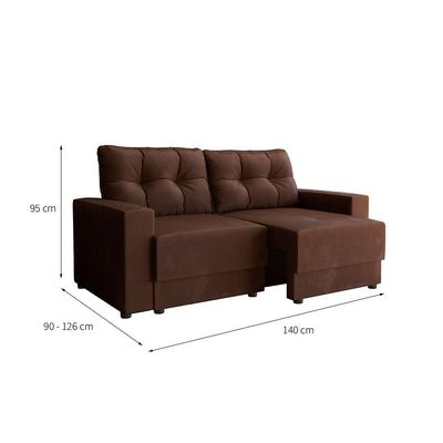 Sofá 2 Lugares Retrátil Lubeck Suede Marrom 140 cm