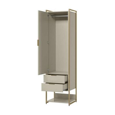 Guarda-Roupa Closet Industrial Mital 1 PT 6 GV Off White e Dourado