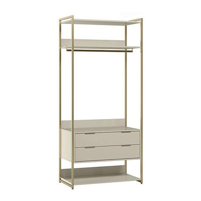 Guarda-Roupa Closet Industrial Mital 1 PT 6 GV Off White e Dourado