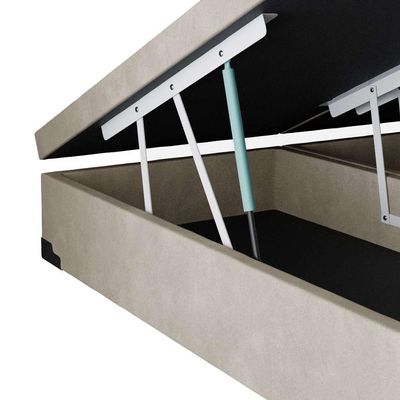 Base para Cama Box Queen Mack com Baú Suede (45x158x198) Bege