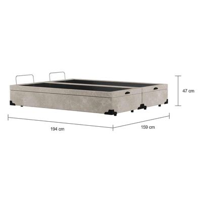Base para Cama Box Queen Mack com Baú Suede (45x158x198) Bege