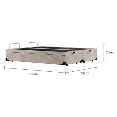 Base para Cama Box Queen Maci com Baú Suede (45x158x198) Bege