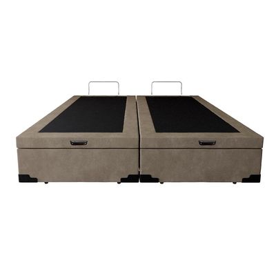 Base para Cama Box Queen Maci com Baú Suede (45x158x198) Bege