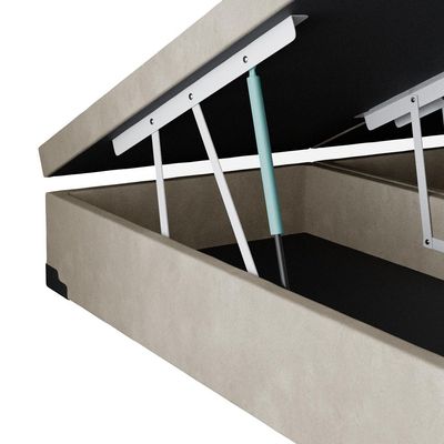 Base para Cama Box Queen Maci com Baú Suede (45x158x198) Bege
