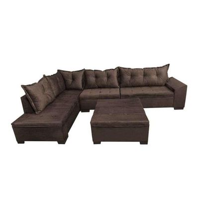 Sofá de Canto 5 Lugares com Chaise Esquerdo Corupá Suede Café