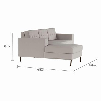 Sofá 3 Lugares Calmness com Chaise Esquerdo Pé Palito Linho Cotton Cru