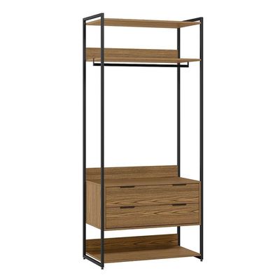 Guarda-Roupa Closet Industrial Mital com Cabideiro 2 GV Conhaque e Preto