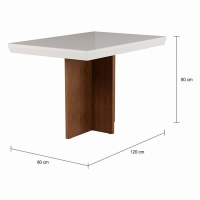 Conjunto de Mesa de Jantar Bilbao II com Tampo de Vidro Off White e 4 Cadeiras Grécia Veludo Creme