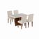 Conjunto de Mesa de Jantar Bilbao II com Tampo de Vidro Off White e 4 Cadeiras Grécia Veludo Creme