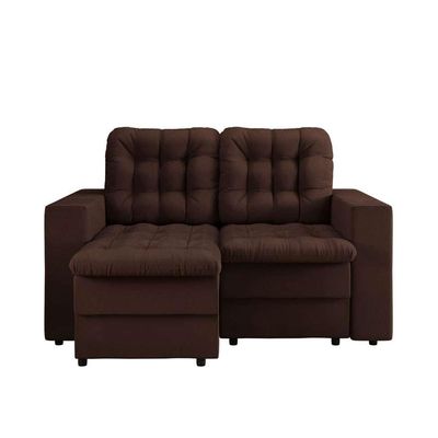 Sofá 2 Lugares Retrátil Lubeck Plush Suede Marrom 140 cm