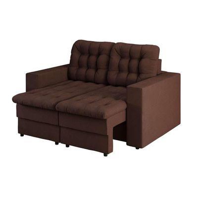 Sofá 2 Lugares Retrátil Lubeck Plush Suede Marrom 140 cm