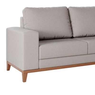 Sofá 4 Lugares Belgrado com Chaise Direito Linho Cru 250 cm
