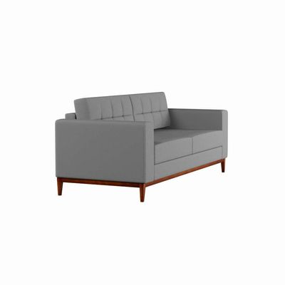 Sofá 3 Lugares Joy Pés e Base em Madeira Linho Cotton Cinza 180 cm