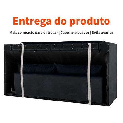 Sofá 3 Lugares Retrátil Lubeck Suede Preto 180 cm