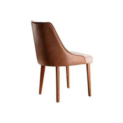 Conjunto com 4 Cadeiras de Jantar Esmeralda II Caramelo e Bege