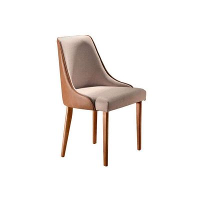 Conjunto com 4 Cadeiras de Jantar Esmeralda II Caramelo e Bege