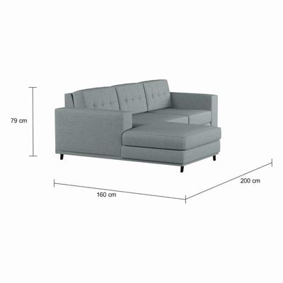Sofá 3 Lugares Esquerdo Surprised com Chaise Esquerdo Pé Palito Linho Cotton Cinza