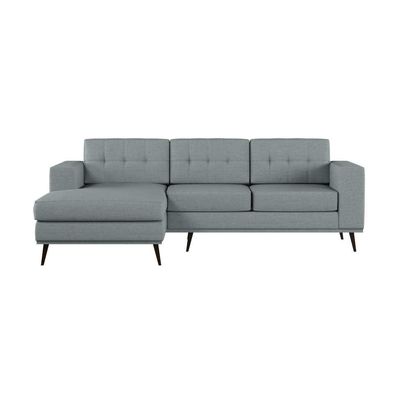 Sofá 3 Lugares Esquerdo Surprised com Chaise Esquerdo Pé Palito Linho Cotton Cinza