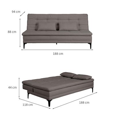 Sofá-Cama Casal 3 Lugares Prince Linho Cinza