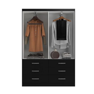 Guarda-Roupa Solteiro Treviso 4 PT 6 GV Preto