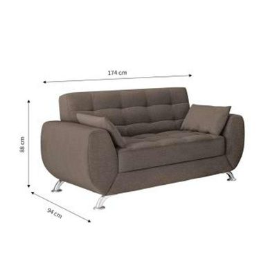 Conjunto de Sofá 2 e 3 Lugares Larissa Suede Castanho